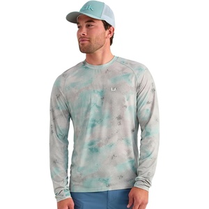 image:imageHUK Mens Watershed Long Sleeve Crew UPF 50 Moisture Wicking Fishing Shirt with Breathable Stretch FabricMineral Blue