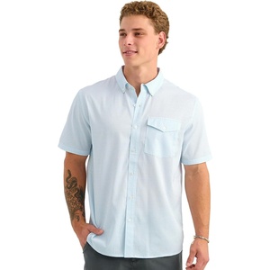 image:imageHUK Mens Chatham Short Sleeve Shirt UPF 30 Textured ButtonDown Fishing Shirt with Chest Pocket and CollarSeersucker  Cerulean