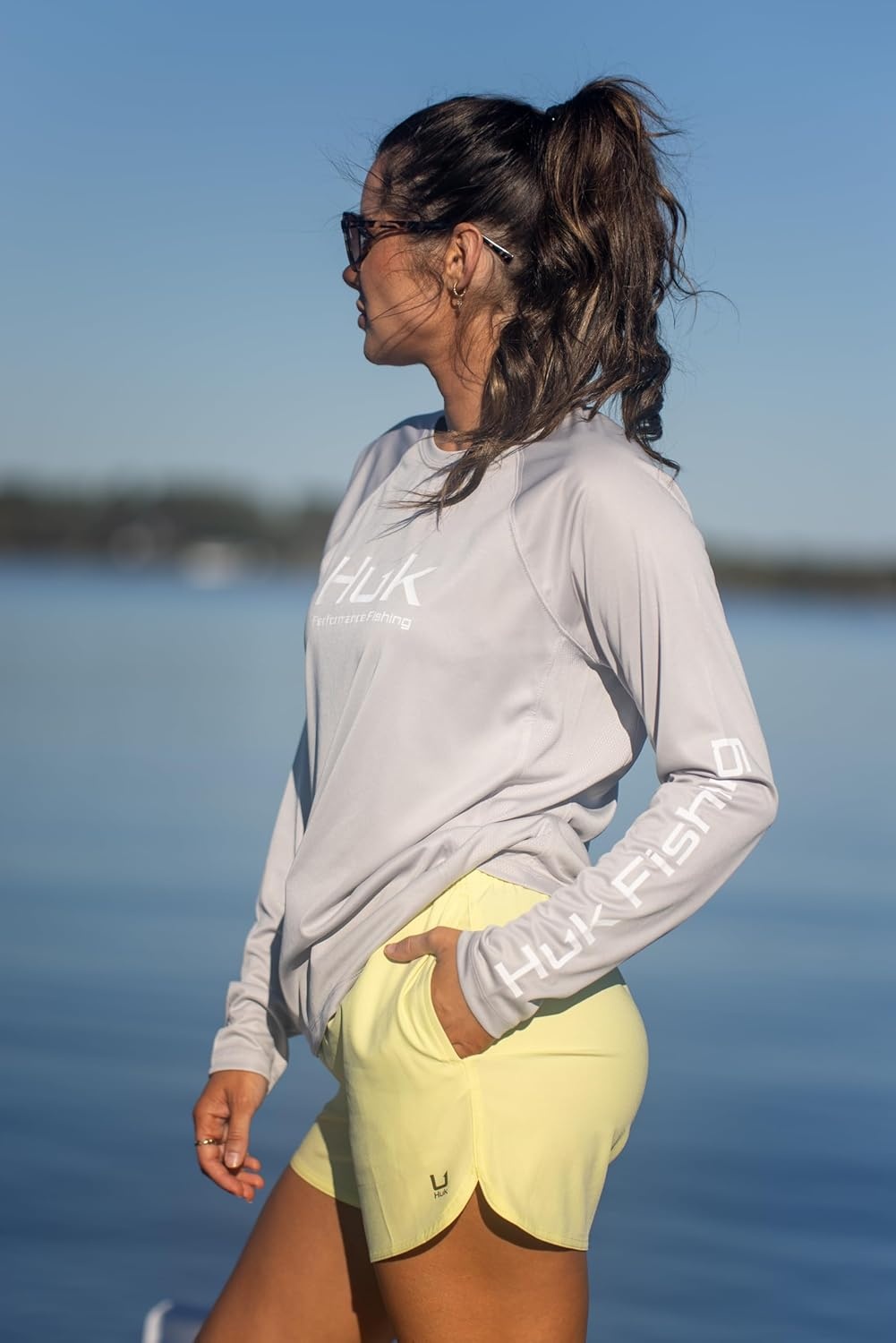 image:imageHUK Womens Pursuit Volley Short QuickDry Fishing Shorts for WomenVintage Chartreuse