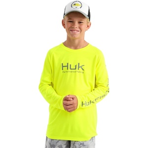 image:imageHUK Kids Pursuit Solid Long Sleeve Fishing Shirt for KidsNeon Yellow