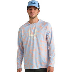 image:imageHUK Mens Icon Printed Long Sleeve Performance HoodieCoral Reef