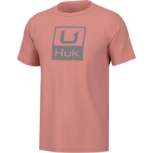 image:imageHUK Mens Performance Fishing Logo Tee Short Sleeve TShirt for MenHuk Stacked Logo  Neon Orange