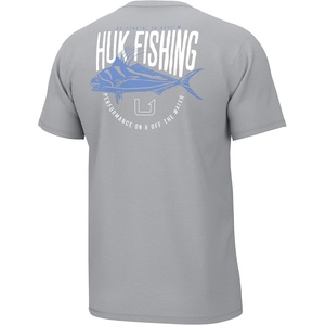 image:imageHUK Mens Performance Fishing Logo Tee Short Sleeve TShirt for MenRooster Tails  Harbor Mist