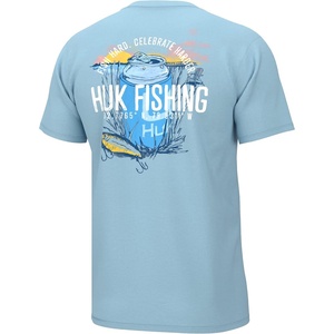 image:imageHUK Mens Performance Fishing Logo Tee Short Sleeve TShirt for MenShore Lunch  Crystal Blue