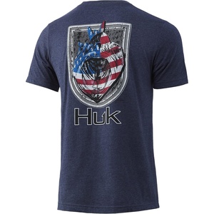 image:imageHUK Mens Performance Fishing Logo Tee Short Sleeve TShirt for MenWide Open America  Sargasso Sea Heather