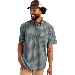 image:imageHUK Mens Tide Point Pattern Short Sleeve Shirt Fishing Button DownHarbor Mist 40