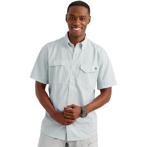 image:imageHUK Mens Tide Point Pattern Short Sleeve Shirt Fishing Button DownHeron Blue