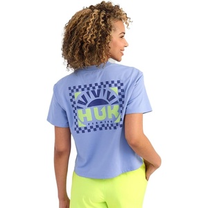 image:imageHUK Womens Short Sleeve Performance Tee Fishing TShirt for WomenRising Sun  Lightning Sky